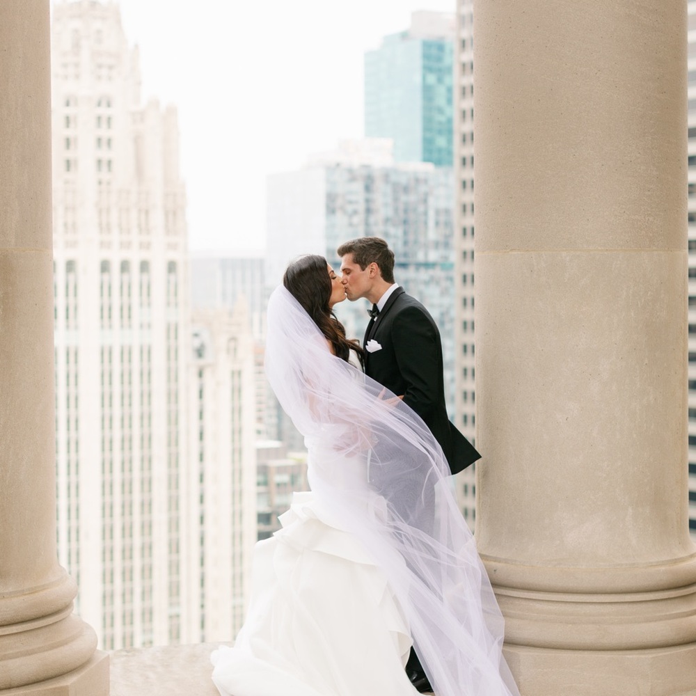 White tool wedding veil